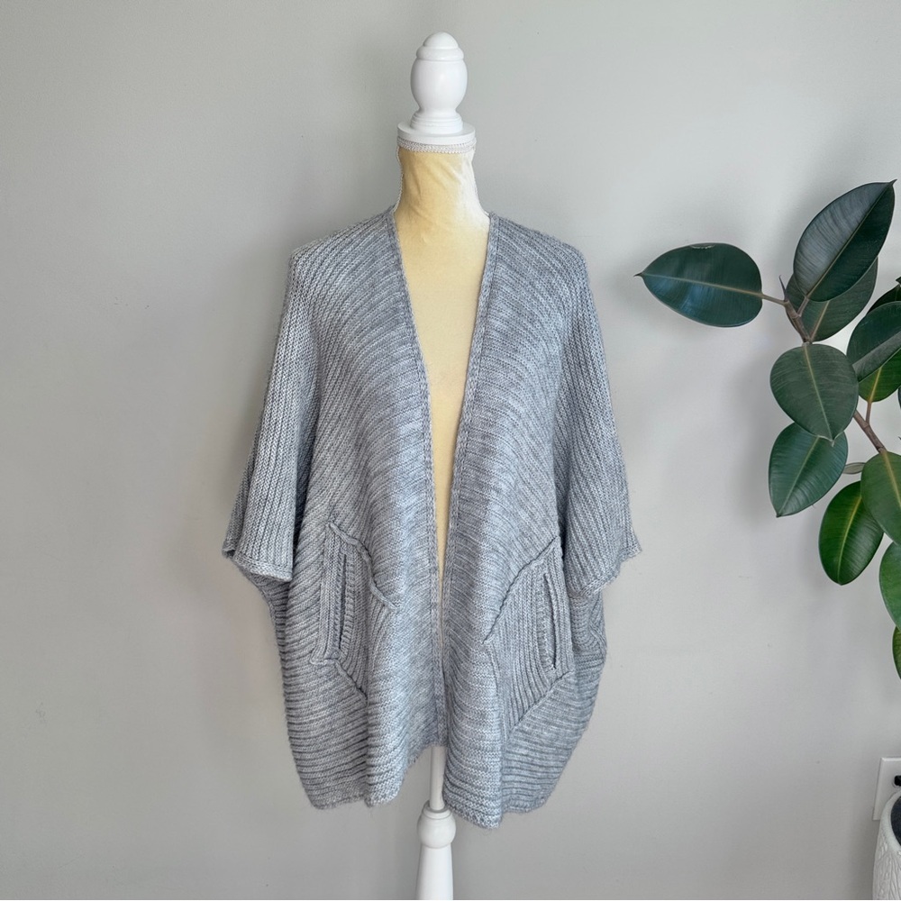 COCOGIO Italian Open Front Cardigan Sweater Silver Grey One Size Fits All